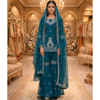 The Midnight Teal Gharara Set