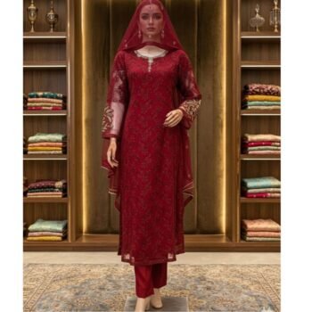 Royal Crimson Embellished 3-Piece Set