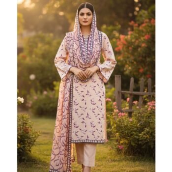 3 Piece Printed Lawn Shirt with Trouser & Dupatta